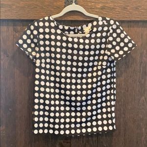 J Crew black and white polka dot blouse